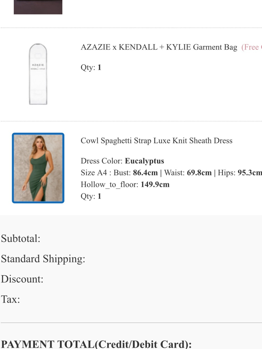 Azazie Eucalyptus Cowl Spaghetti Strap Luxe Knit Sheath Dress - Green